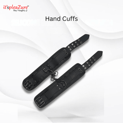 Black hand cuffs on a white background with 'it's pleazure' branding.