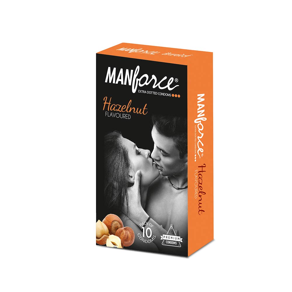 Manforce Extra Dotted Hazelnut Flavored Condom - Pack Of 10