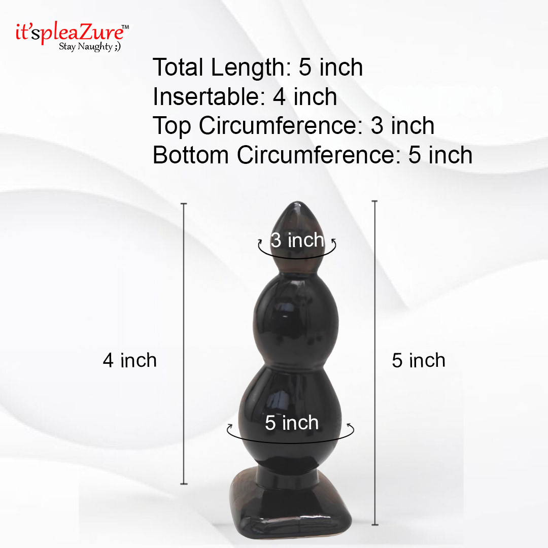 Black product with measurements labeled on a white background