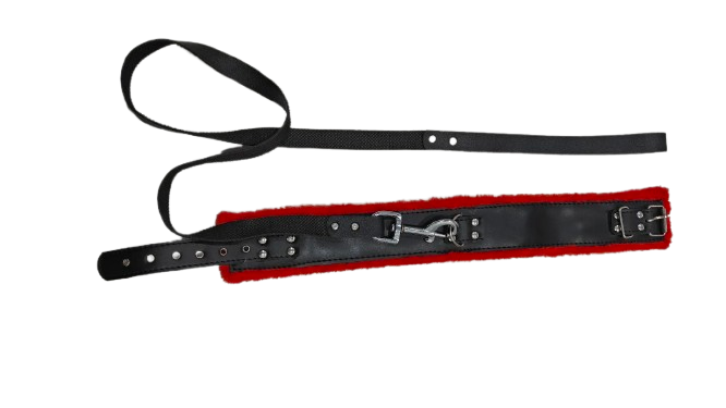 Itspleazure Red and Black Collar with Leash for Couples