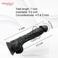 Size guide: 7-inch length (5.5-inch insertable) with 4.5–5-inch circumference