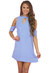 Blue Half Sleeve Mini Dress