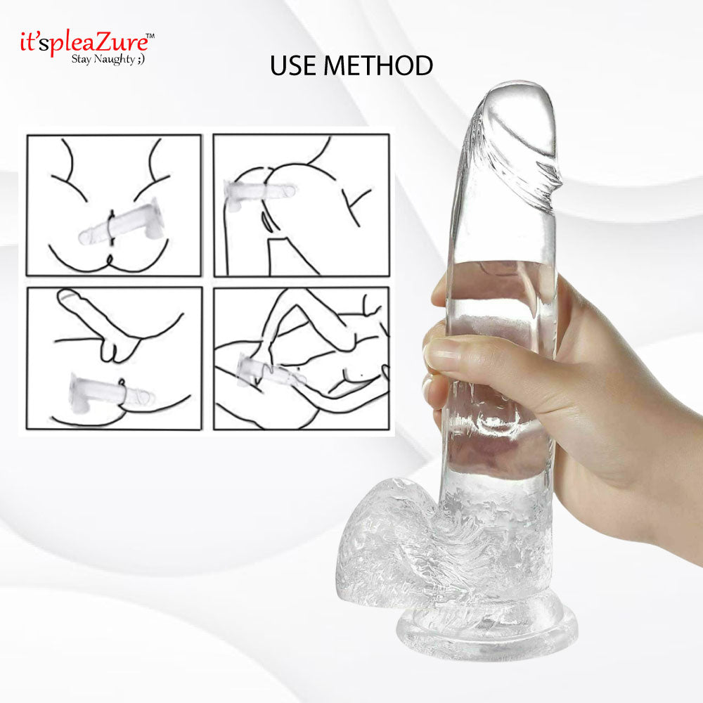 Itspleazure Big Dildo Silicone Suction Dildo Base for Women-Transperent