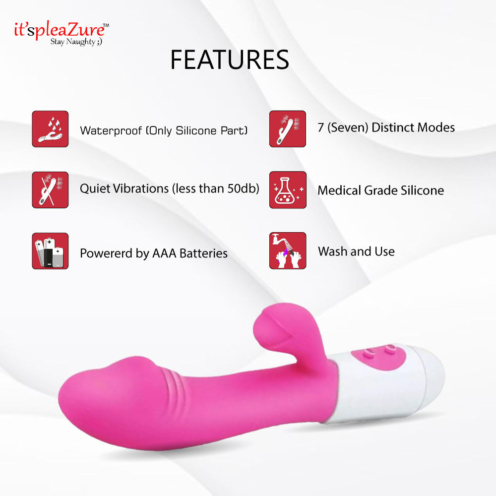 Itspleazure G Spot Rabbit Dual Silicone Waterproof Vibrator With Vagina Clitoris Massager