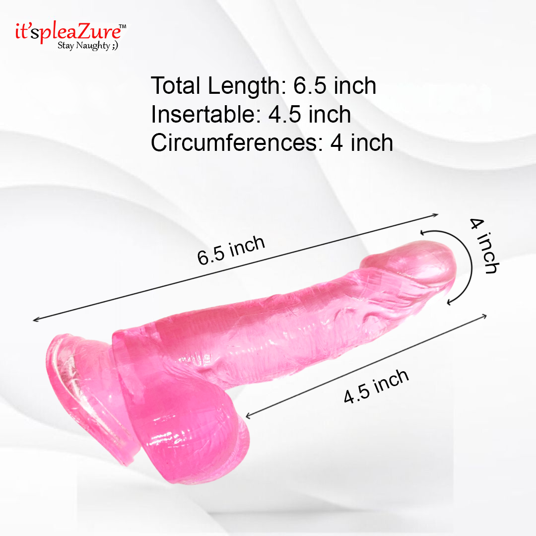 Pink product with measurements on a white background, featuring the brand 'it's pleazure'.