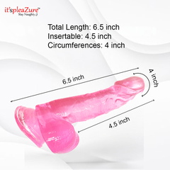 Pink product with measurements on a white background, featuring the brand 'it's pleazure'.