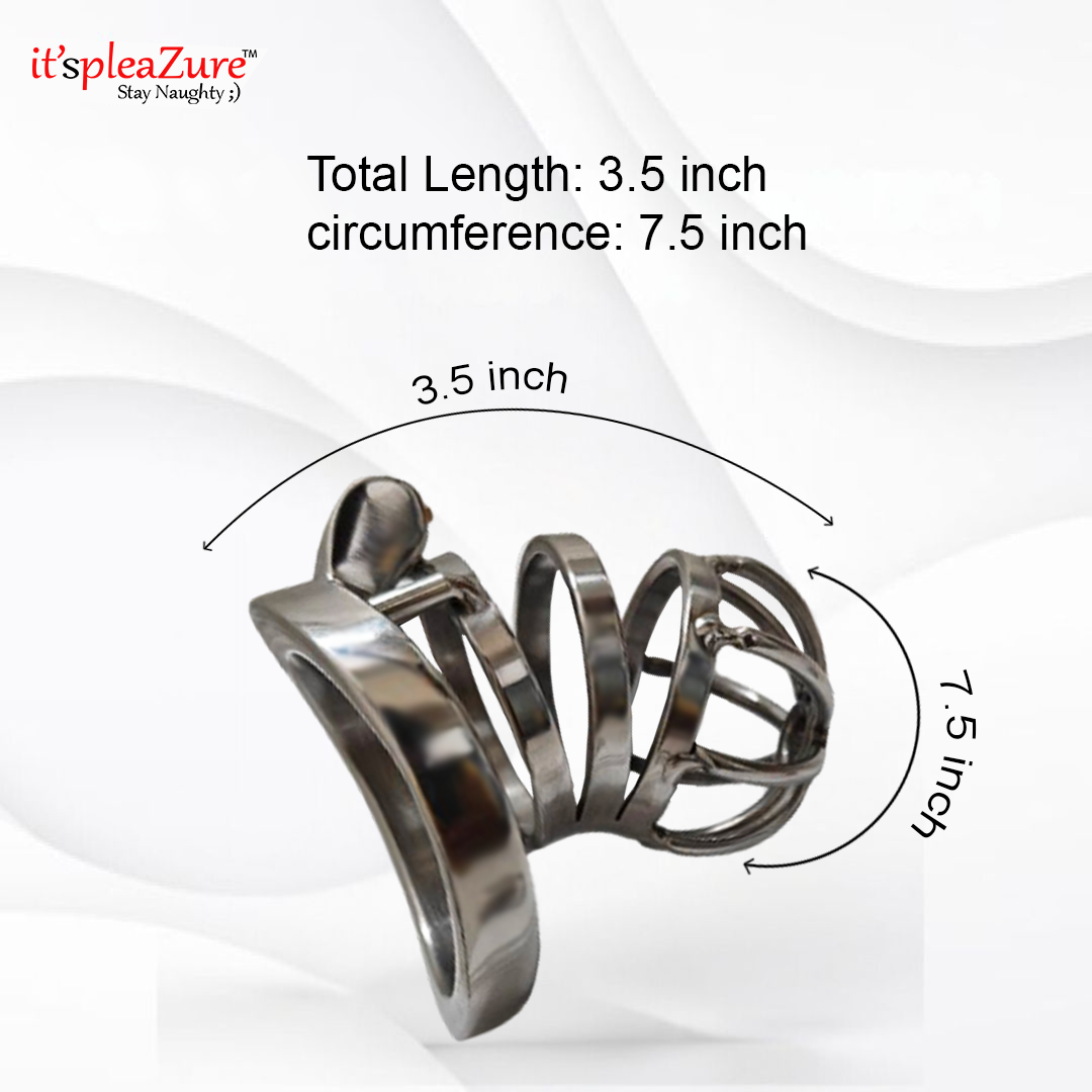 Metal device with measurements on a white background, featuring the brand 'it's pleAZure'.