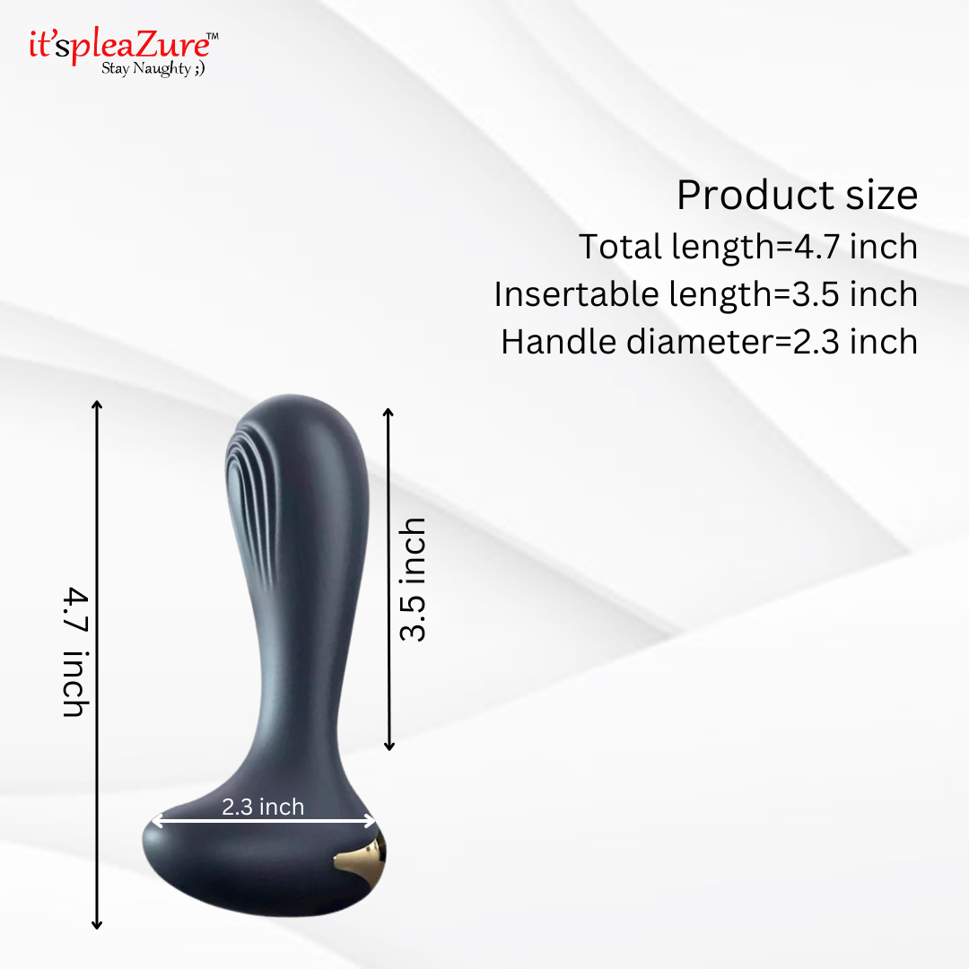 it'spleaZure Black Vibrating Silicone Anal Plug – 3.5-inch insertable length with ergonomic handle