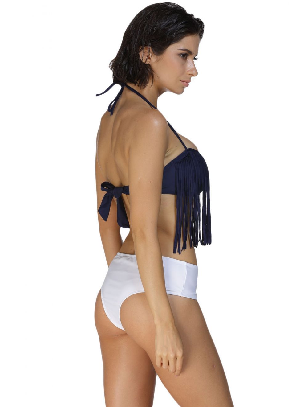 Blue And White Tassel Bikini Set for Women