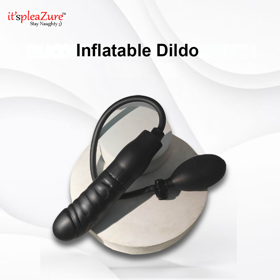 Inflatable dildo with 'it's pleAZure' branding on a white background