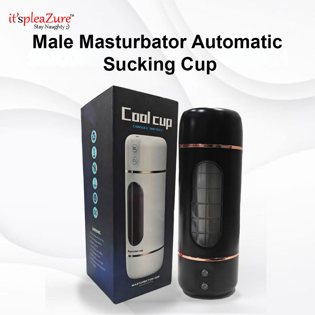 Male masturbator Automatic Sucking Cup with packaging on a white background