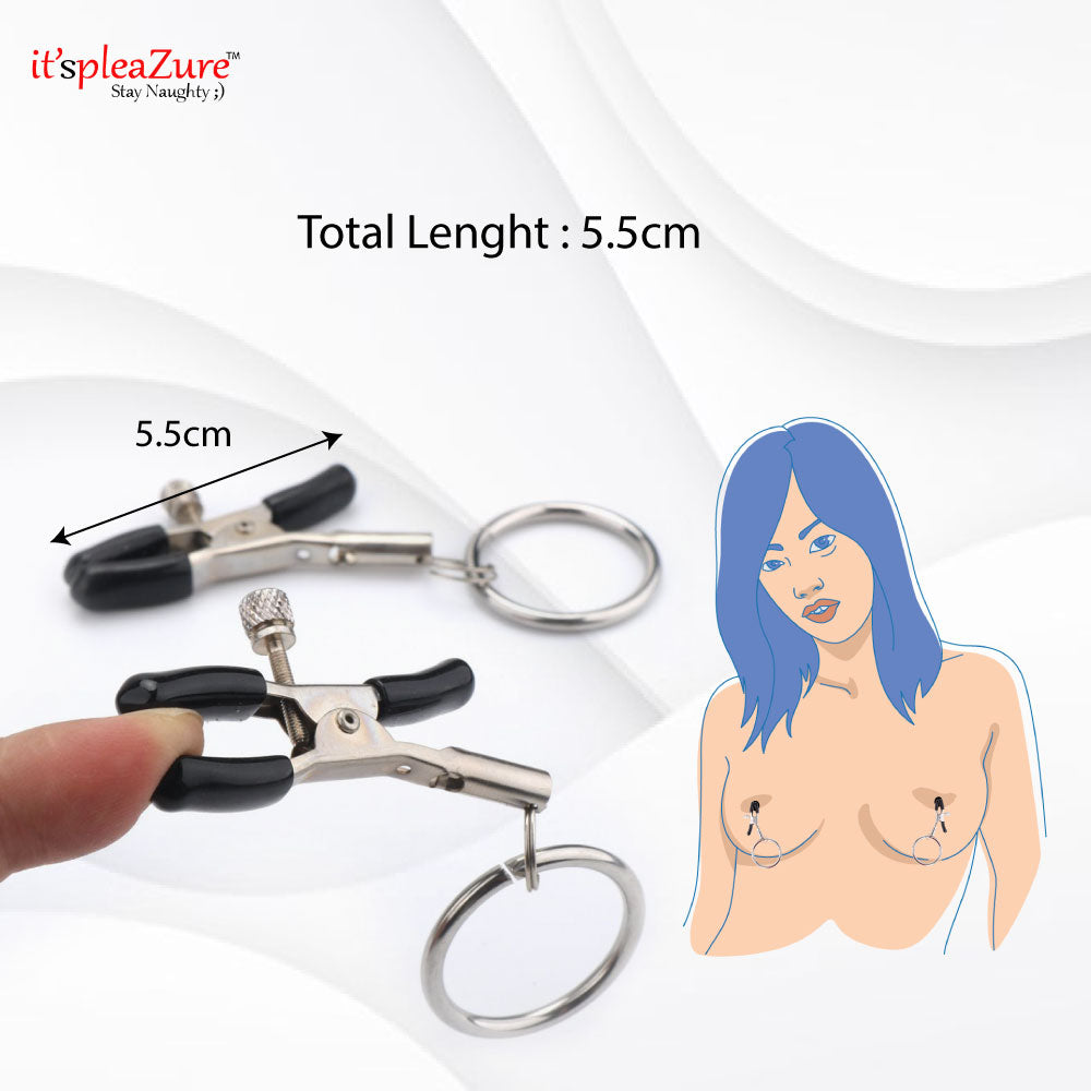 Product dimensions: 5.5cm black nipple clip with ring attachment