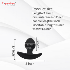 it'spleaZure Anal Plug size details - Measurements for length, circumference, and width