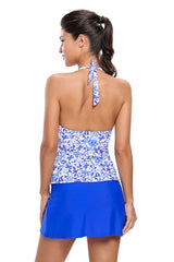 Blue Digital Print Tankini Swimsuit