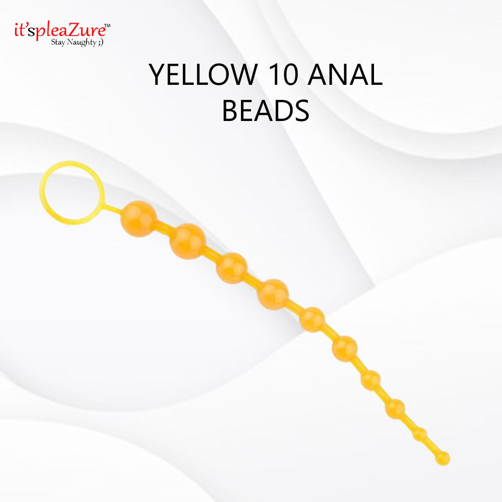 Yellow 10-bead silicone anal beads by it'spleaZure - 29cm length
