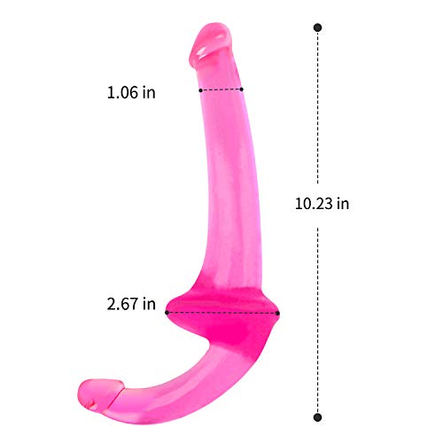 The image shows a purple silicone strapless strap-on dildo. It is approximately 10.