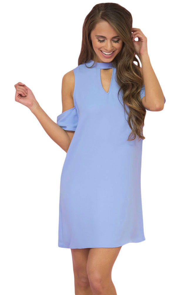 ItspleaZure Blue Half Sleeve Mini Dress