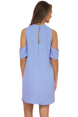 ItspleaZure Blue Half Sleeve Mini Dress