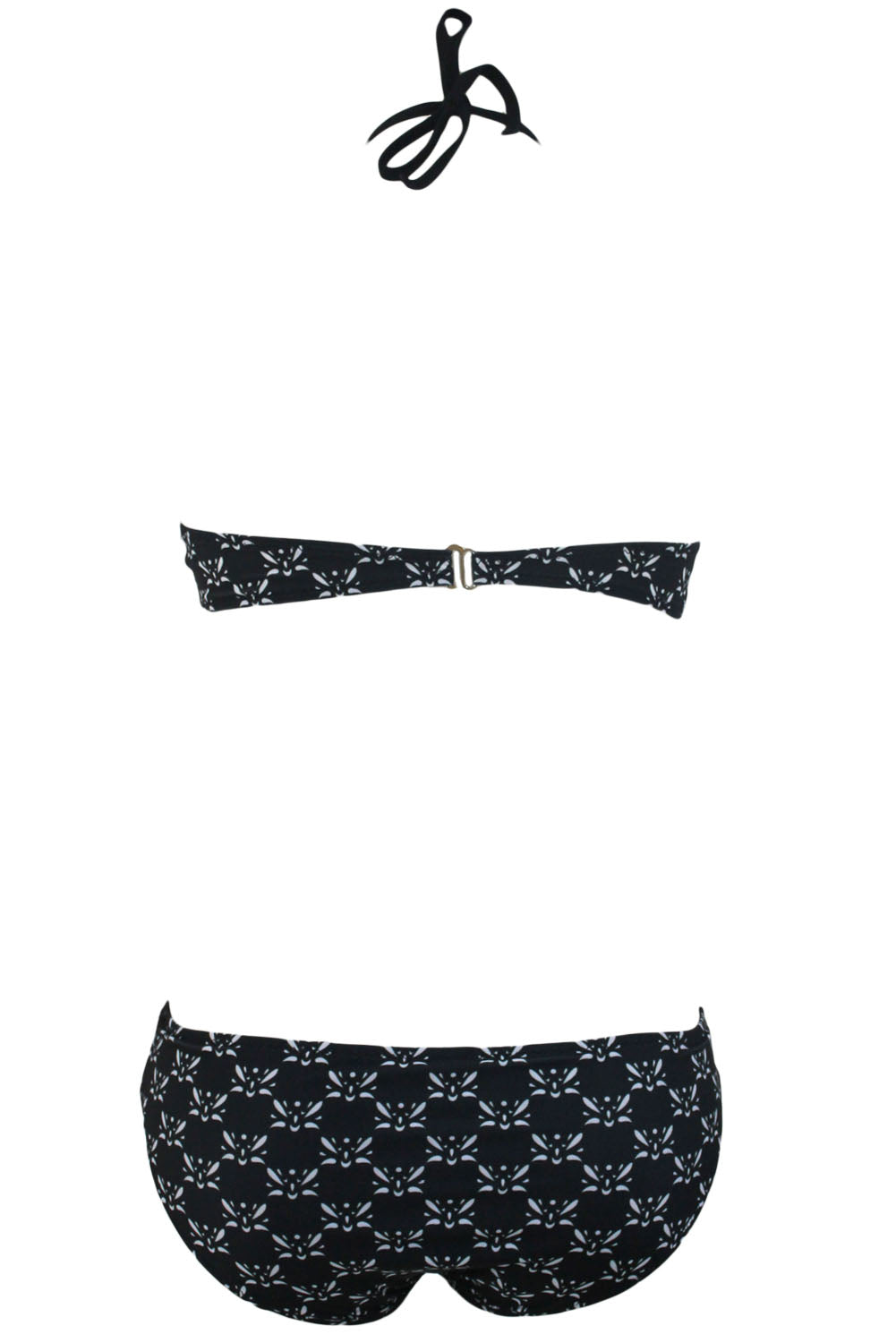 ItspleaZure Black and White Printed Halter Neck Bikini for Women
