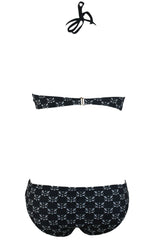 ItspleaZure Black and White Printed Halter Neck Bikini for Women