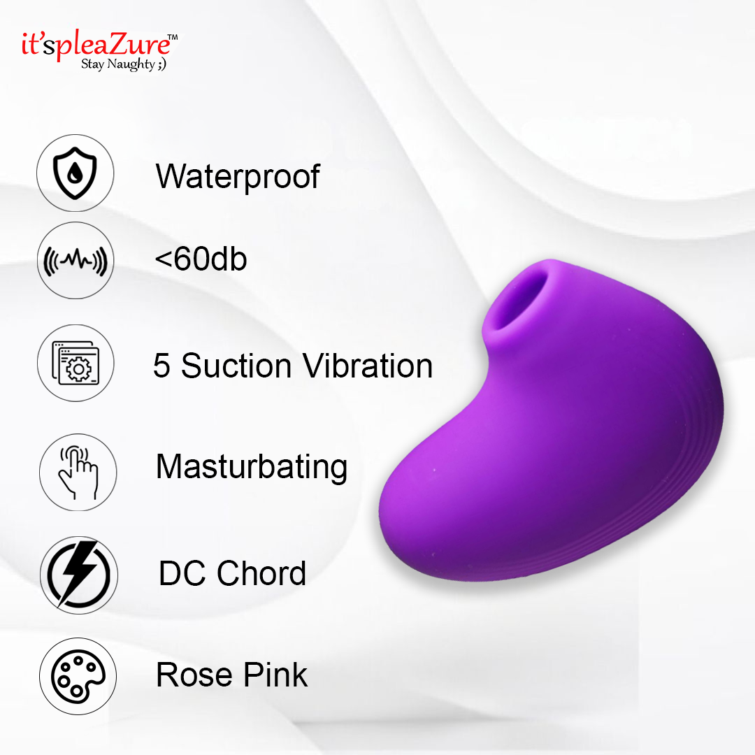 Purple suction cup with features listed on a white background