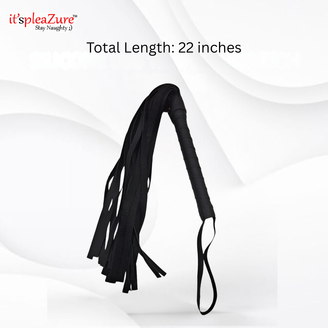 Length dimension graphic for the it'spleaZure black flogger, showing 22-inch total length