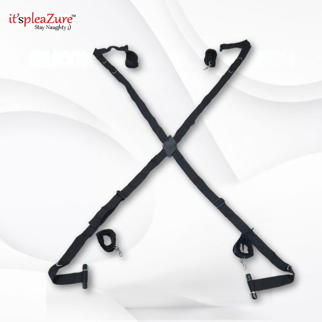 Black harness on a white background with 'it's pleazure' branding.