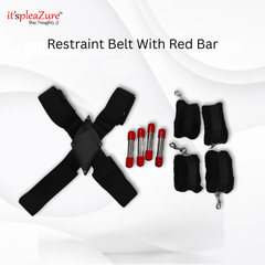Restraint belt with red bar and accessories on a white background