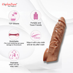 Product with features listed on a white background