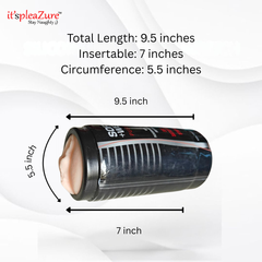 Measurement chart of a cylindrical product with dimensions labeled on a white background.