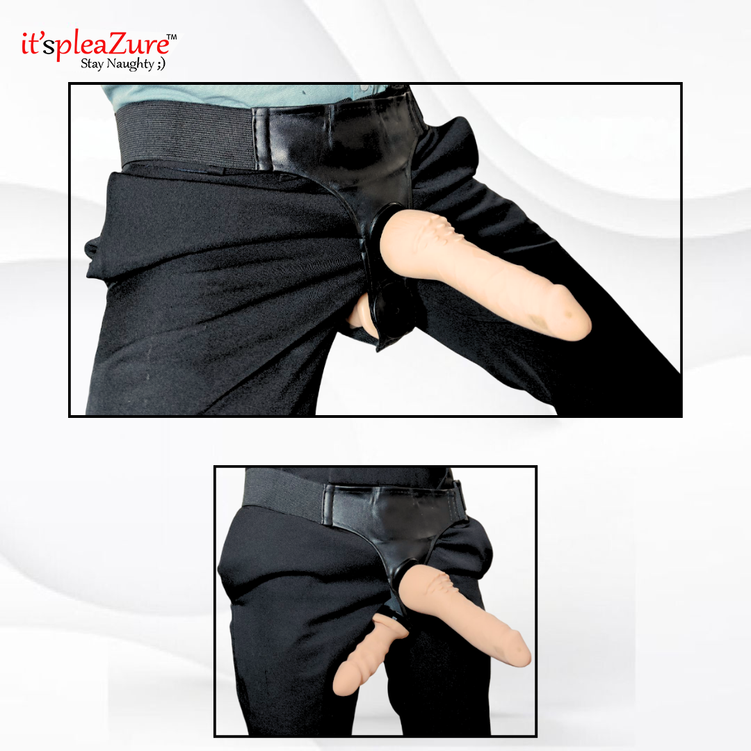 Logo and branding for the it'spleaZure Stay Naughty double-ended strap-on dildo