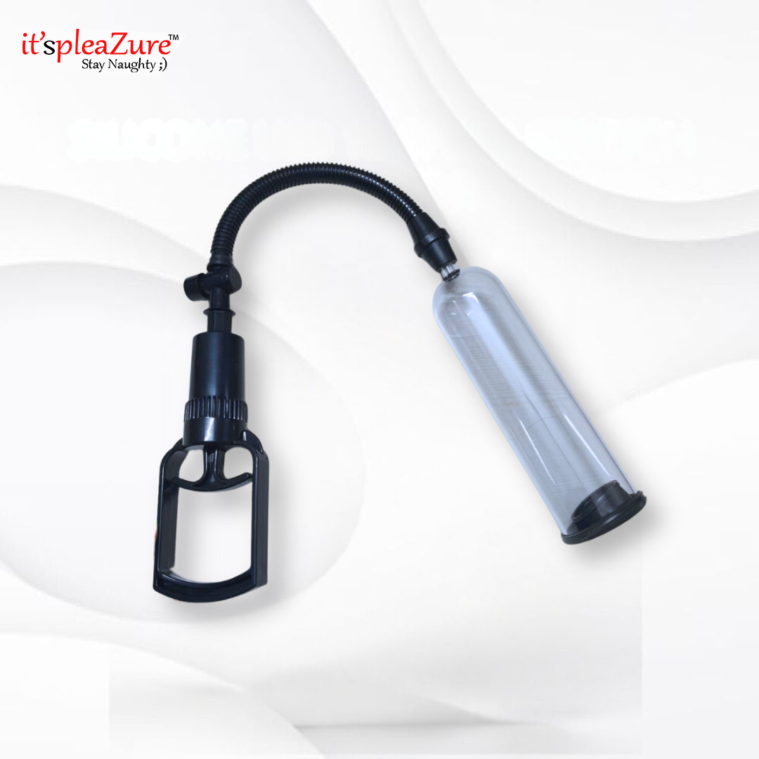 Black and clear pump on a white background with 'it's pleazure' branding.
