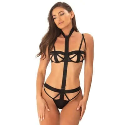 ItspleaZure Black Sexy Strap Teddy Lingerie