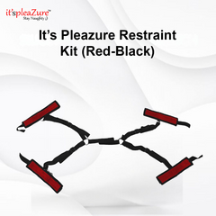 Pleazure Restraint Kit with red and black straps on a white background