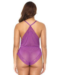 Crossover Front Bodysuit Purple