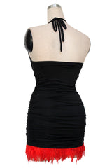 ItspleaZure's Black Halter Neck Feather Mini Dress - S