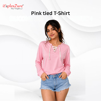 ItspleaZure Pink Lace-Up Tied T-Shirt