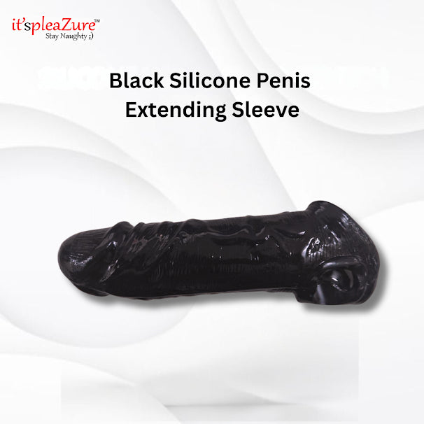 Itspleazure Black Silicone Penis Sleeve and Extender