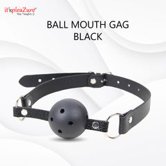 Black Leather Ball Mouth Gag at Itspleazure