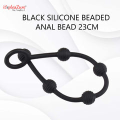 Black Silicone 23 cm Beaded Anal Bead from Itspleazure