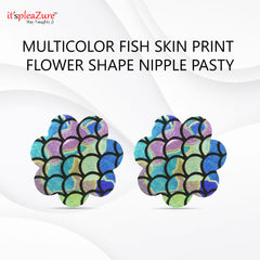 Multicolor Fish Skin Print Flower Shape Nipple Pasty by Itspleazure