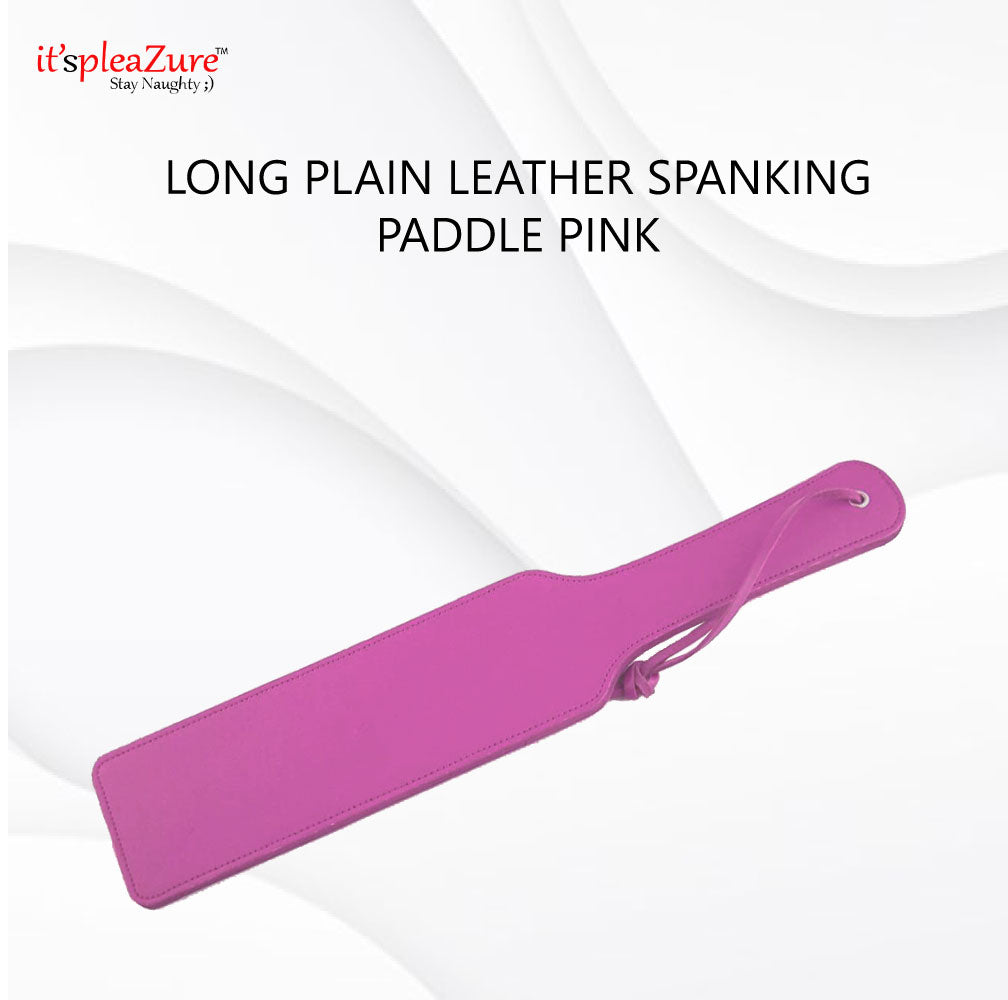 Long Plain Leather Pink Spanking Paddle for Bondage and BDSM play at Itspleazure