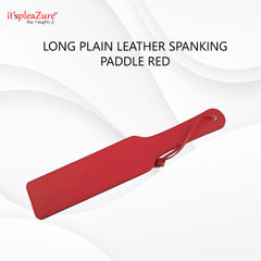 Long Plain Leather Red Spanking Paddle for Bondage and BDSM play at Itspleazure