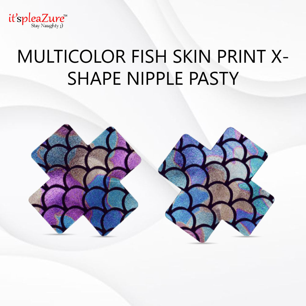 Multicolor Fish Skin Print X-Shape Nipple Pasty by Itspleazure