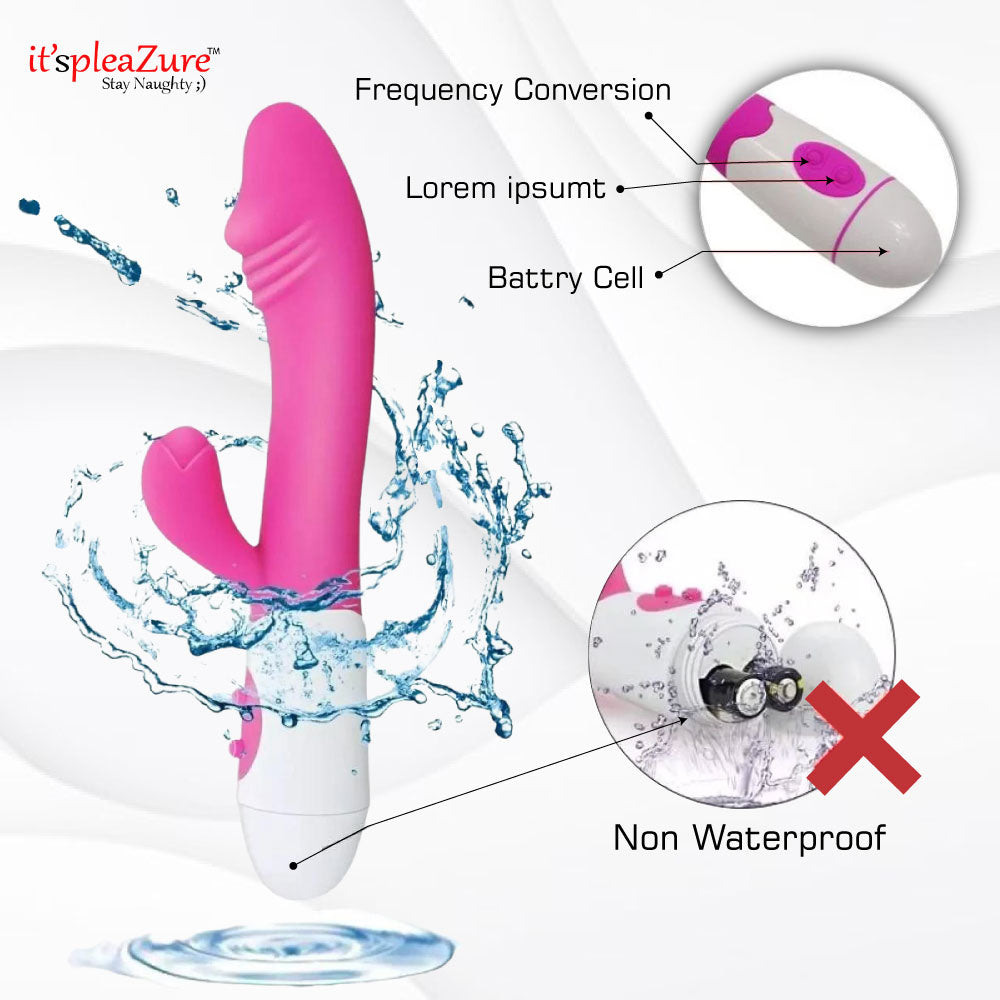 Pink G Spot Rabbit Dual Silicone Waterproof Vibrator With Vagina Clitoris Massager at Itspleazure