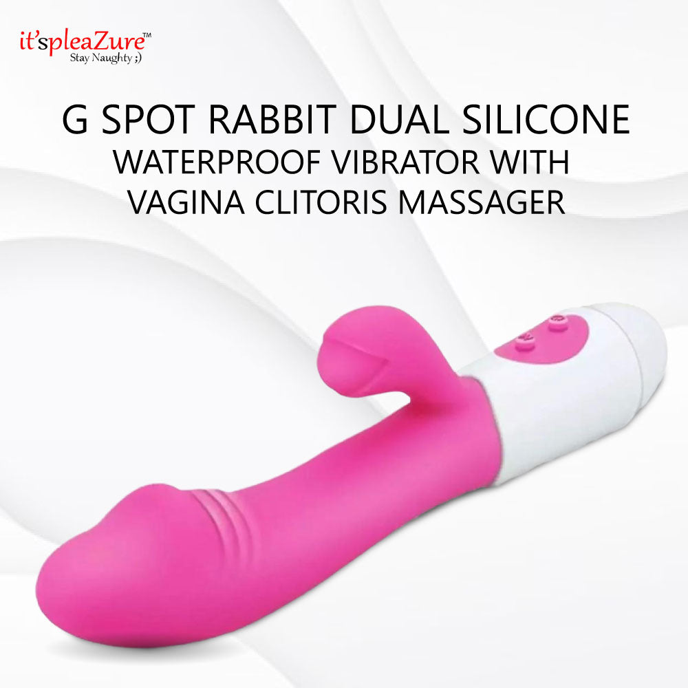 Pink G Spot Rabbit Dual Silicone Waterproof Vibrator With Vagina Clitoris Massager at Itspleazure