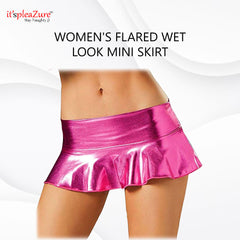 ItspleaZure women's Flared Wet look Mini Skirt