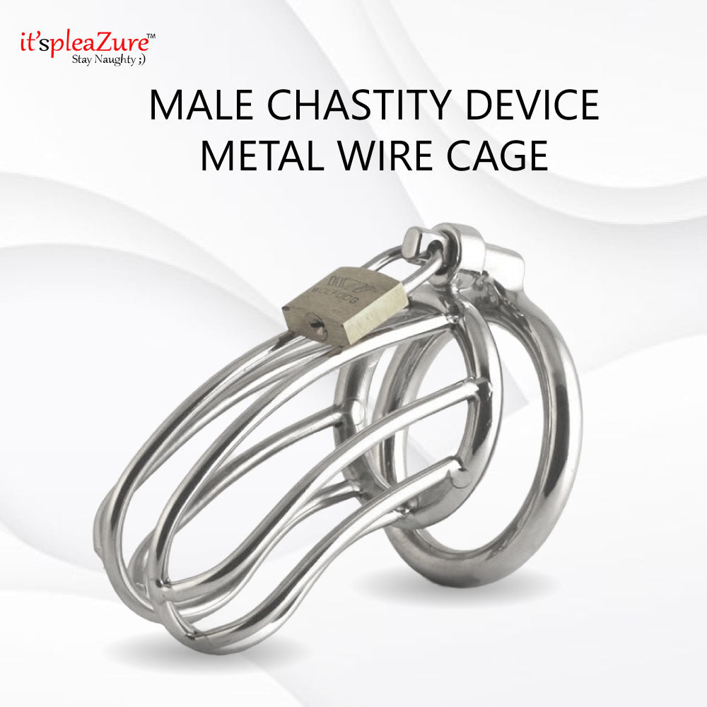Male Chastity Device Metal Wire Cage for Bondage and BDSM Play at Itspleazure
