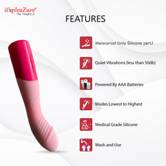 Itspleazure Pink Silicone Insertable Vibrator functions