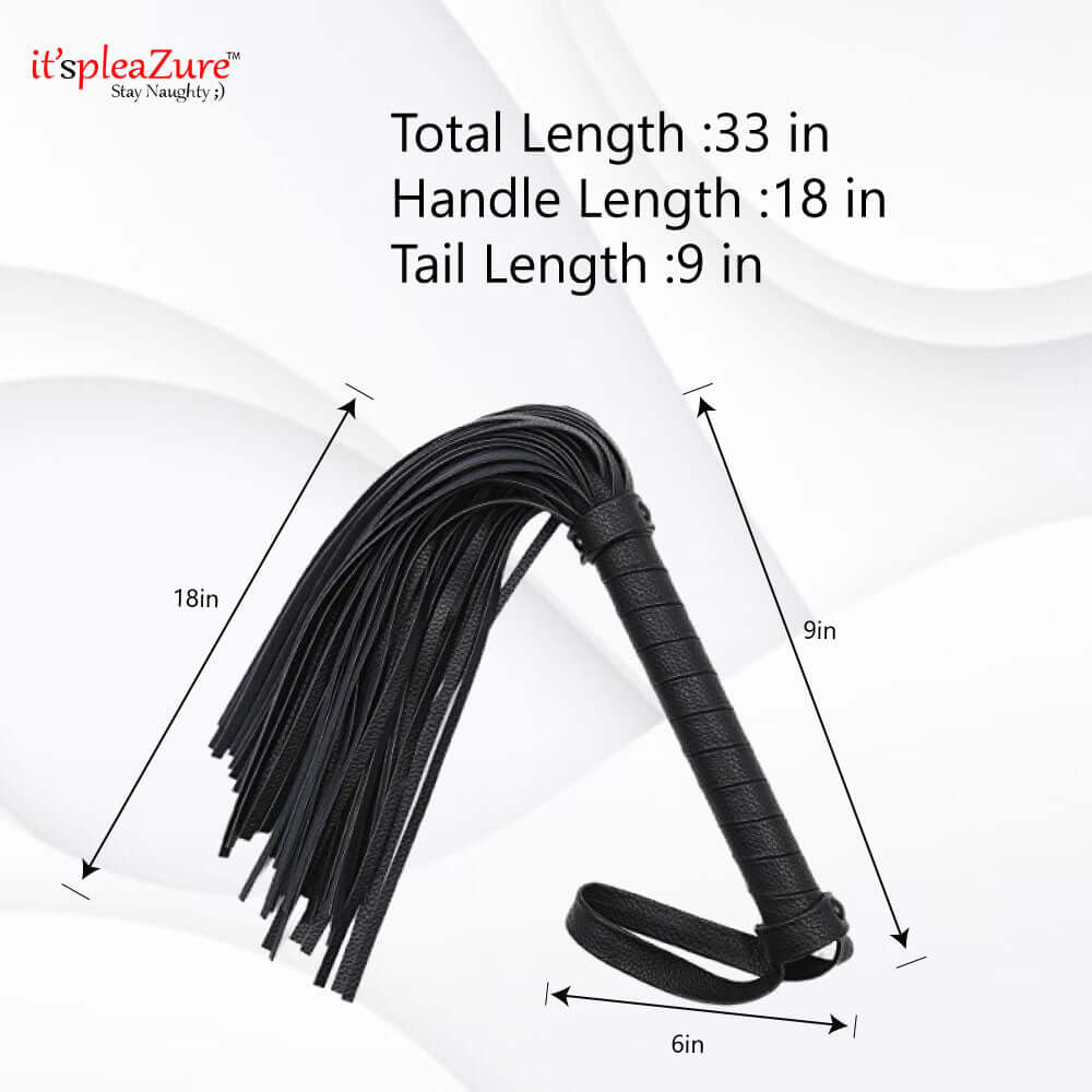 Black 33 cm Faux Leather Riding Whip from Itspleazure